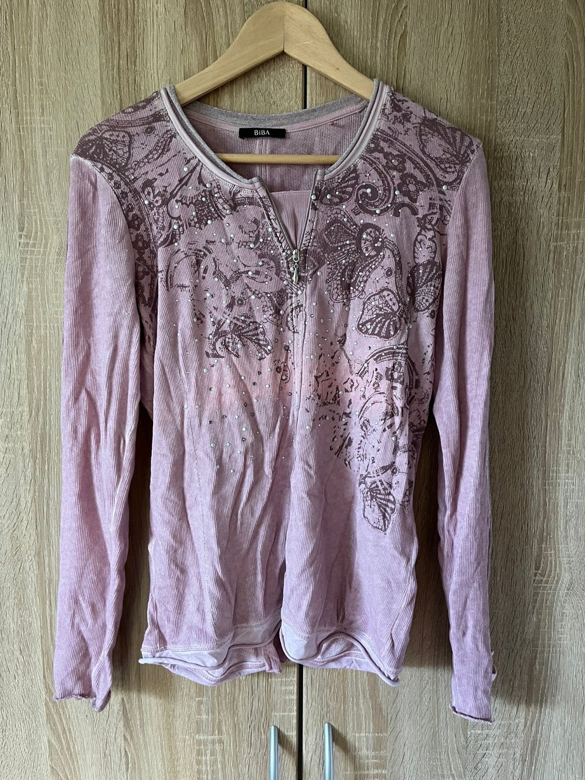 Biba shirt met lange mouwen en print - Maat M, Ophalen of Verzenden, Zo goed als nieuw, Lange mouw, Roze