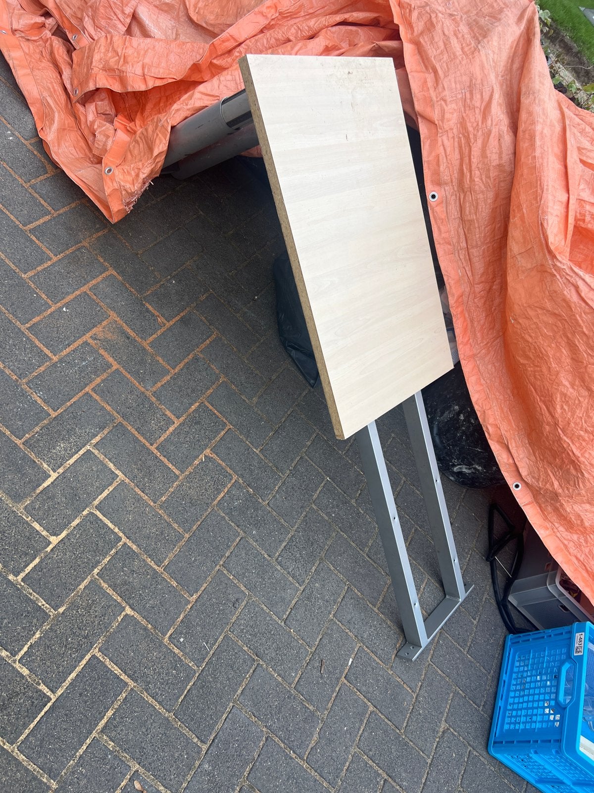 Extra onderdelen bureau - Tafelblad en poten, Ophalen, Gebruikt, Beige, Hout