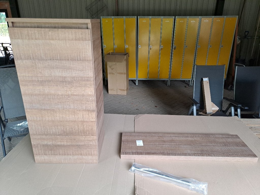 Badkamer meubel + plank + handdoekhouder, Ophalen, (Half)hoge kast, Minder dan 50 cm, Nieuw