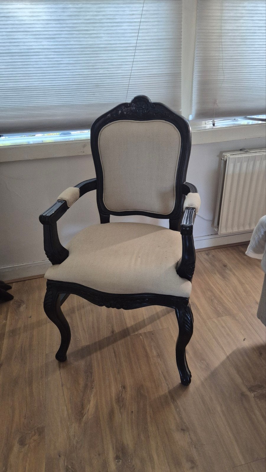 Elegante Barok Fauteuil - Zwart met Crème Bekleding, Ophalen