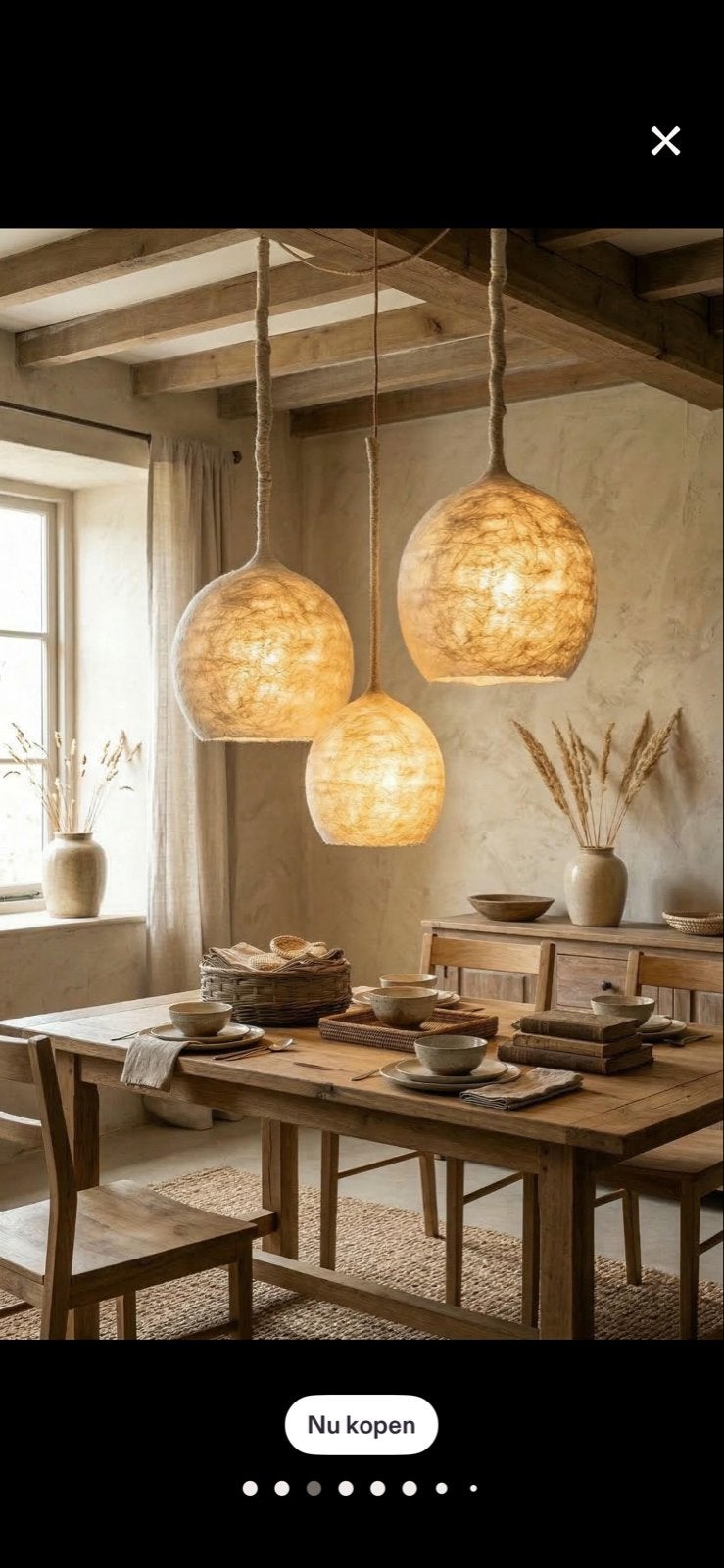 Foto 2 van Wollen Hanglamp - Zacht Licht & Gezellige Sfeer