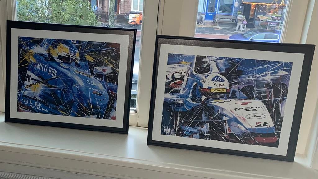 F1 litho’s, Giancarlo Fisichella en David Coulthard, Ophalen of Verzenden