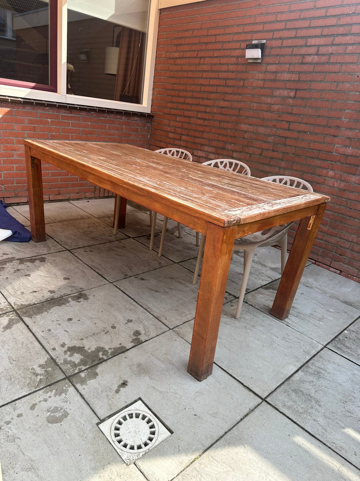 Houten buitentafel, Tuin en Terras, Tuintafels, Ophalen, Gebruikt, Rechthoekig, Hout