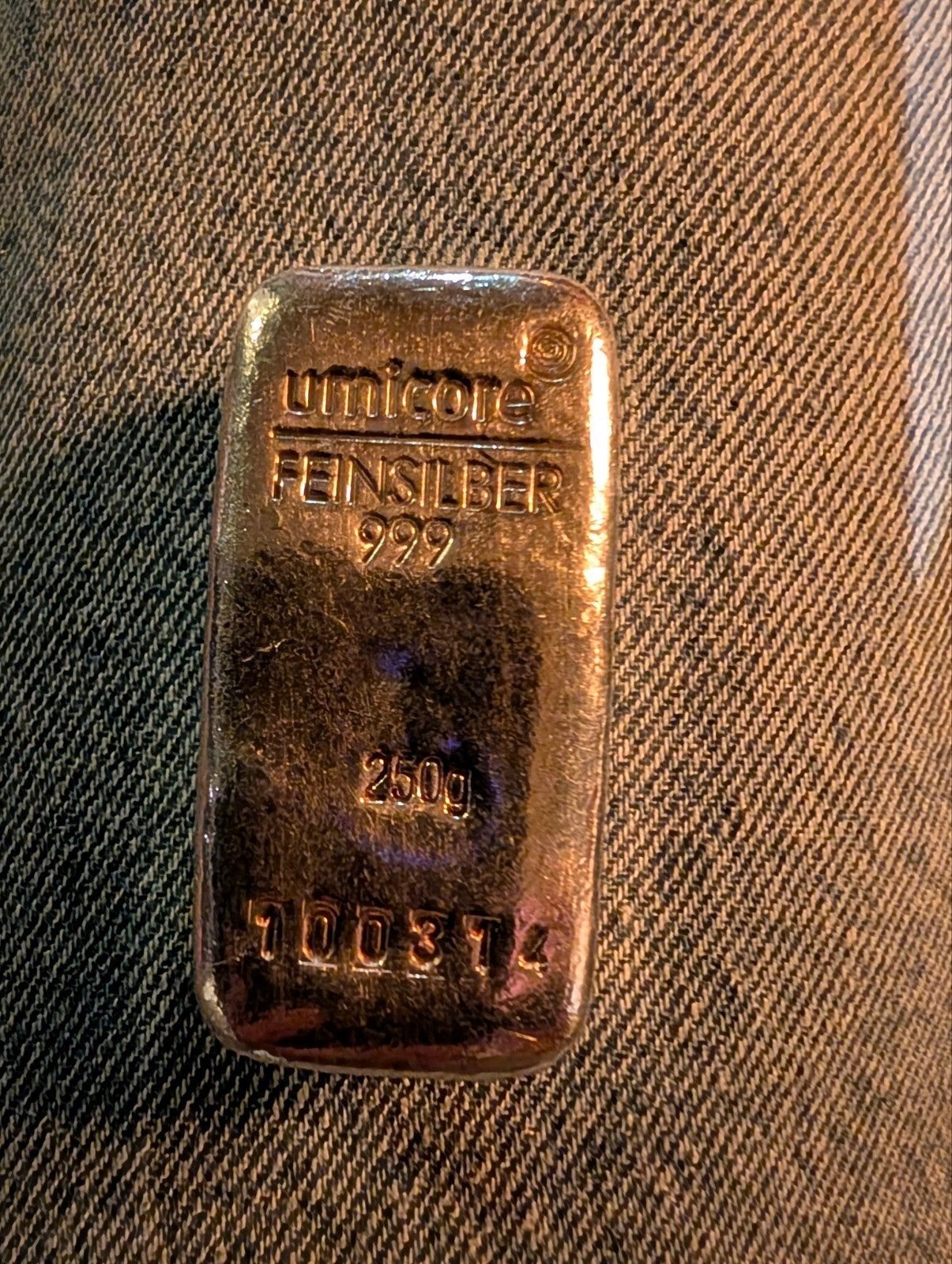 Umicore Feinzilver 999 - 250g Zilverbaar, Postzegels en Munten, Verzenden, Zilver