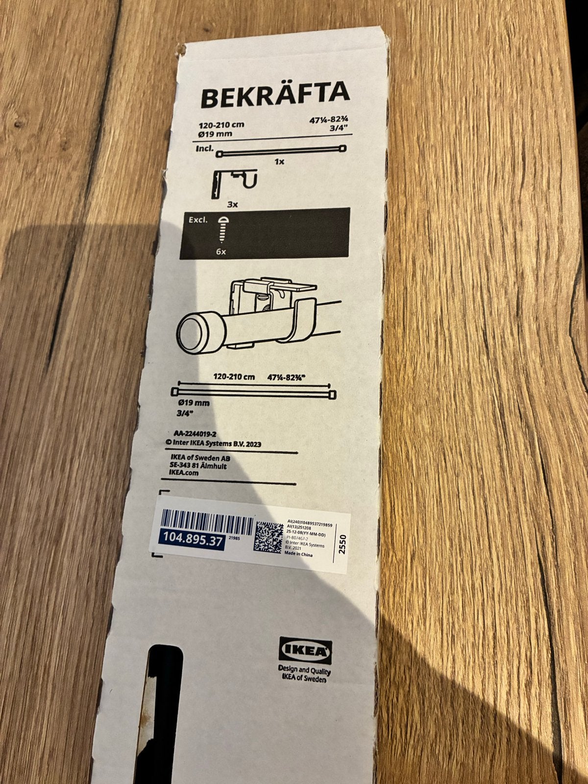 IKEA BEKRÄFTA Gordijnroede 120-210 cm, Ø19 mm, Ophalen of Verzenden, Nieuw, Metaal