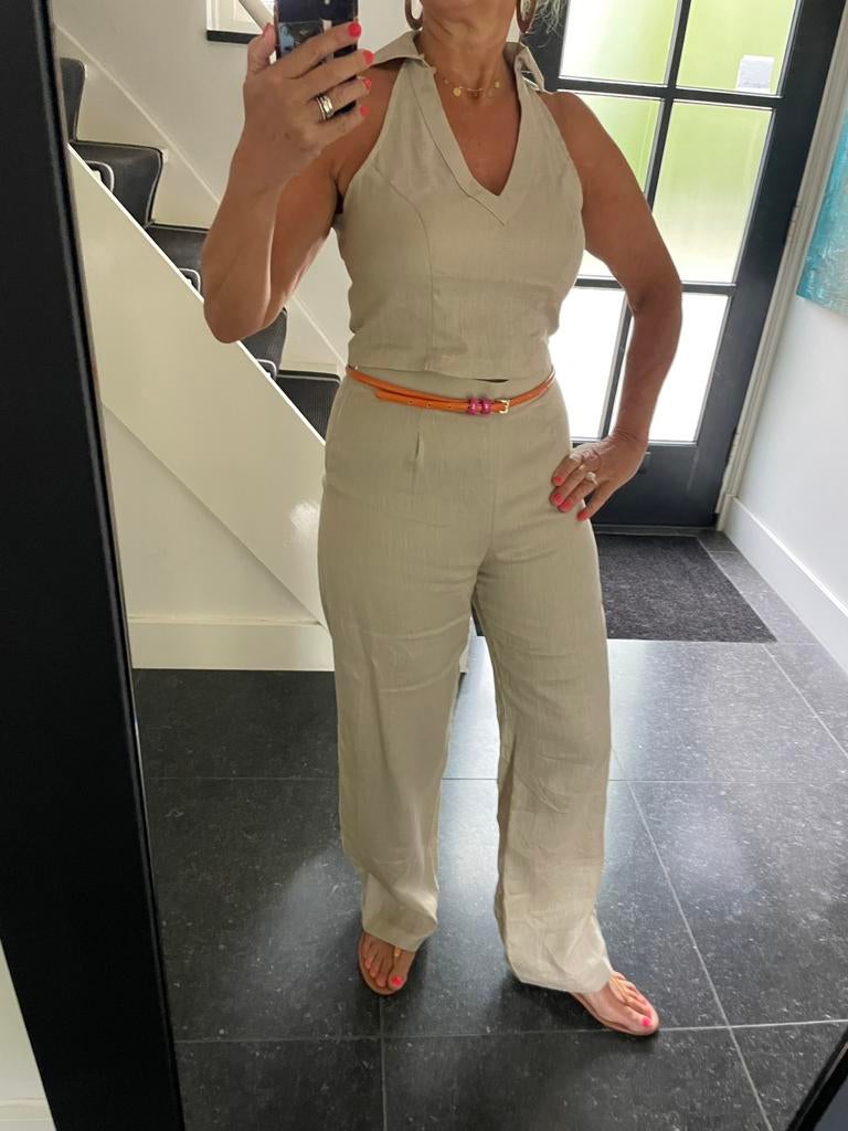 Moda Italia, prachtig 2-delig linnen pak, maat M, Kleding | Dames, Maat 38/40 (M), Kostuum of Pak, Overige kleuren, Nieuw