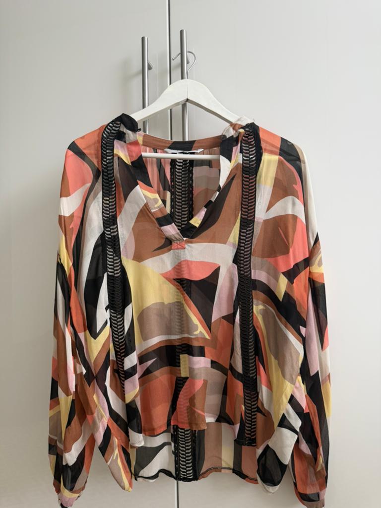 Gekleurde blouse Summum, Ophalen of Verzenden, Zo goed als nieuw, Maat 38/40 (M), Bruin