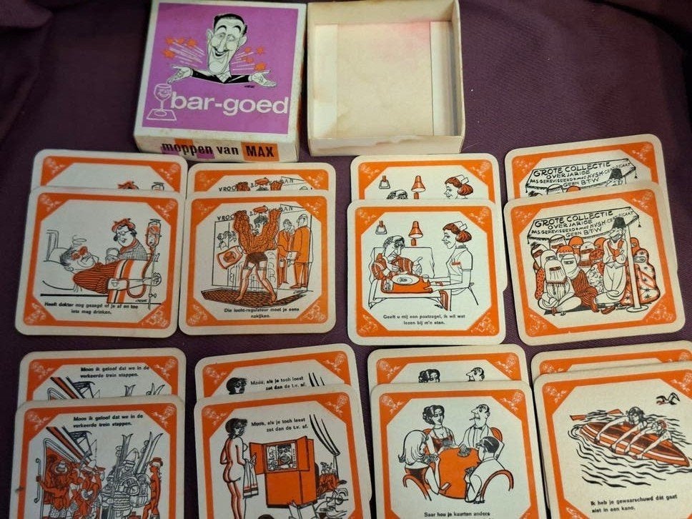 Vintage 60s 70s Bierviltjes Bar goed moppen van Max Tailleur, Ophalen of Verzenden