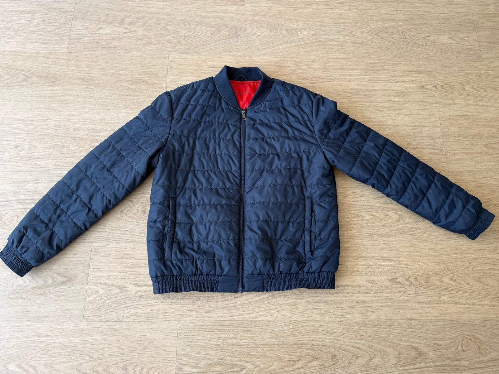 Angelo Litrico donkerblauwe jas met rode binnenkant, Ophalen of Verzenden, Zo goed als nieuw, Maat 56/58 (XL), Blauw