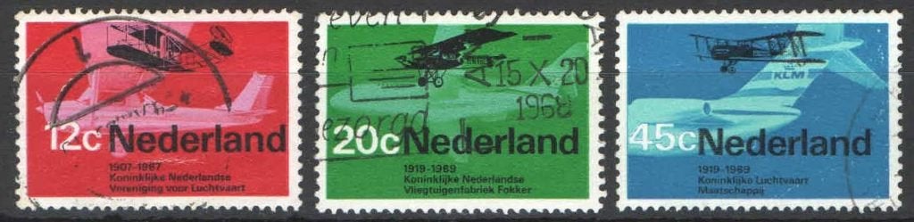 Nederland NVPH nr 909/11 gestempeld Luchtvaart 1968, Postzegels en Munten, Ophalen of Verzenden, Na 1940, Gestempeld