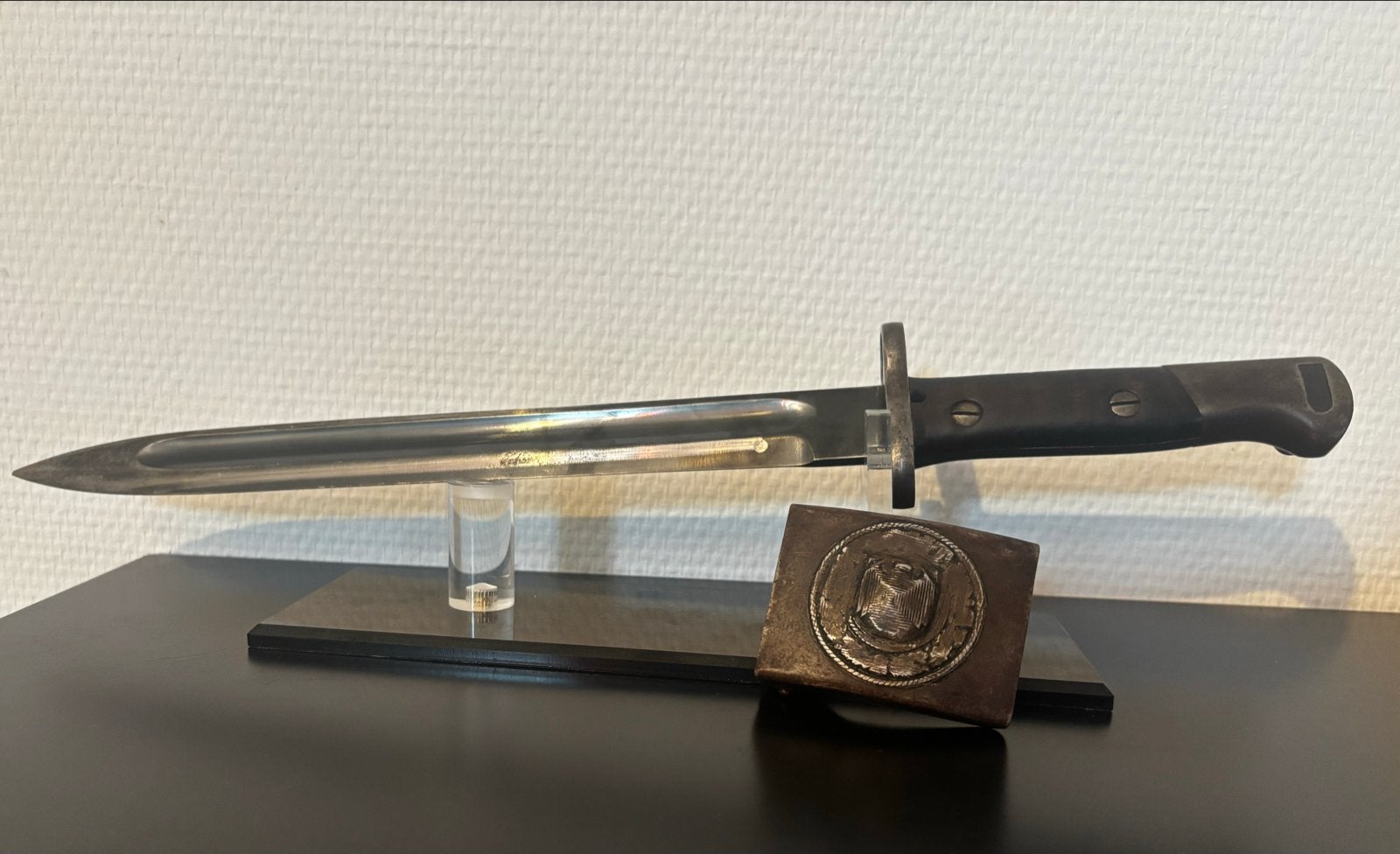 WO2 Bajonet met schede en gedenazificeerd koppelslot, Ophalen of Verzenden, Landmacht, Duitsland, Mes of Dolk