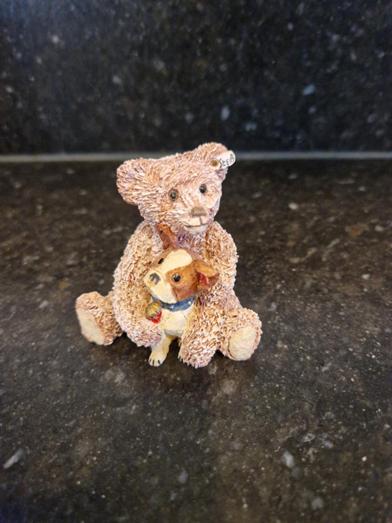 Steiff beeldje Teddy Rose und Bully Hund, Ophalen of Verzenden, Zo goed als nieuw, Stoffen beer, Steiff