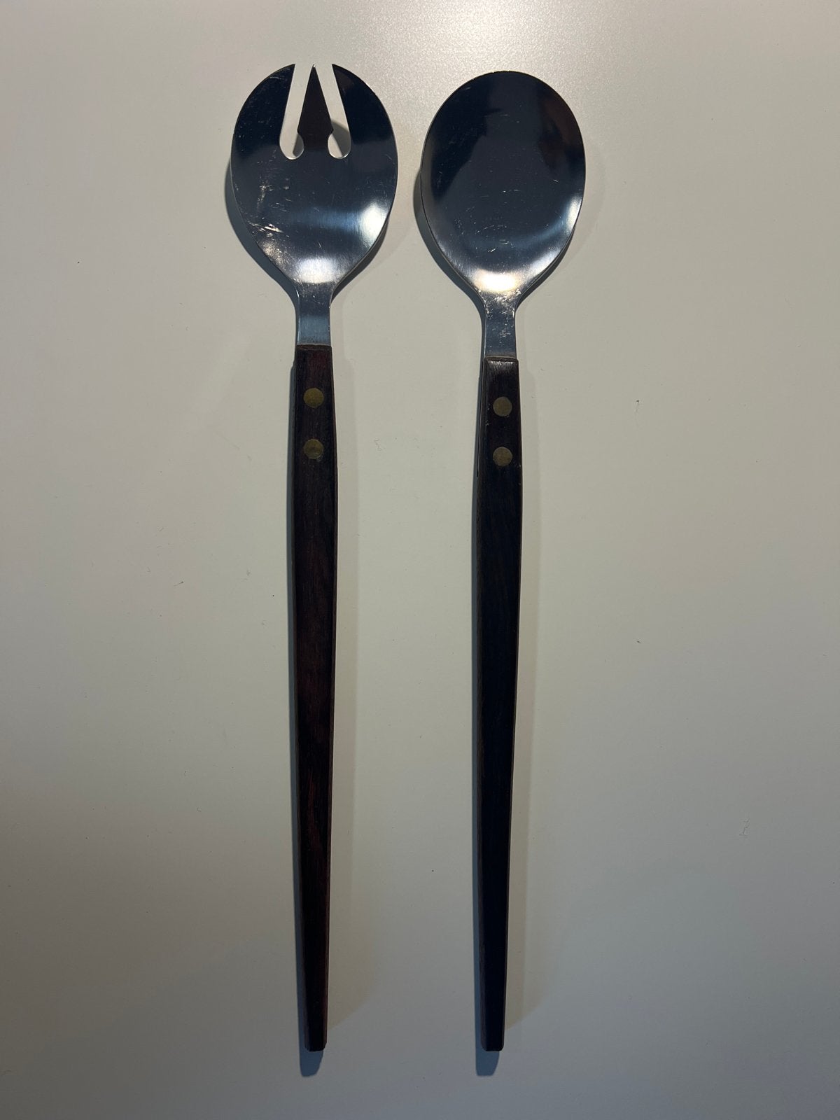 Vintage Saladebestek - Roestvrij Staal & Houten Handvat, Verzenden