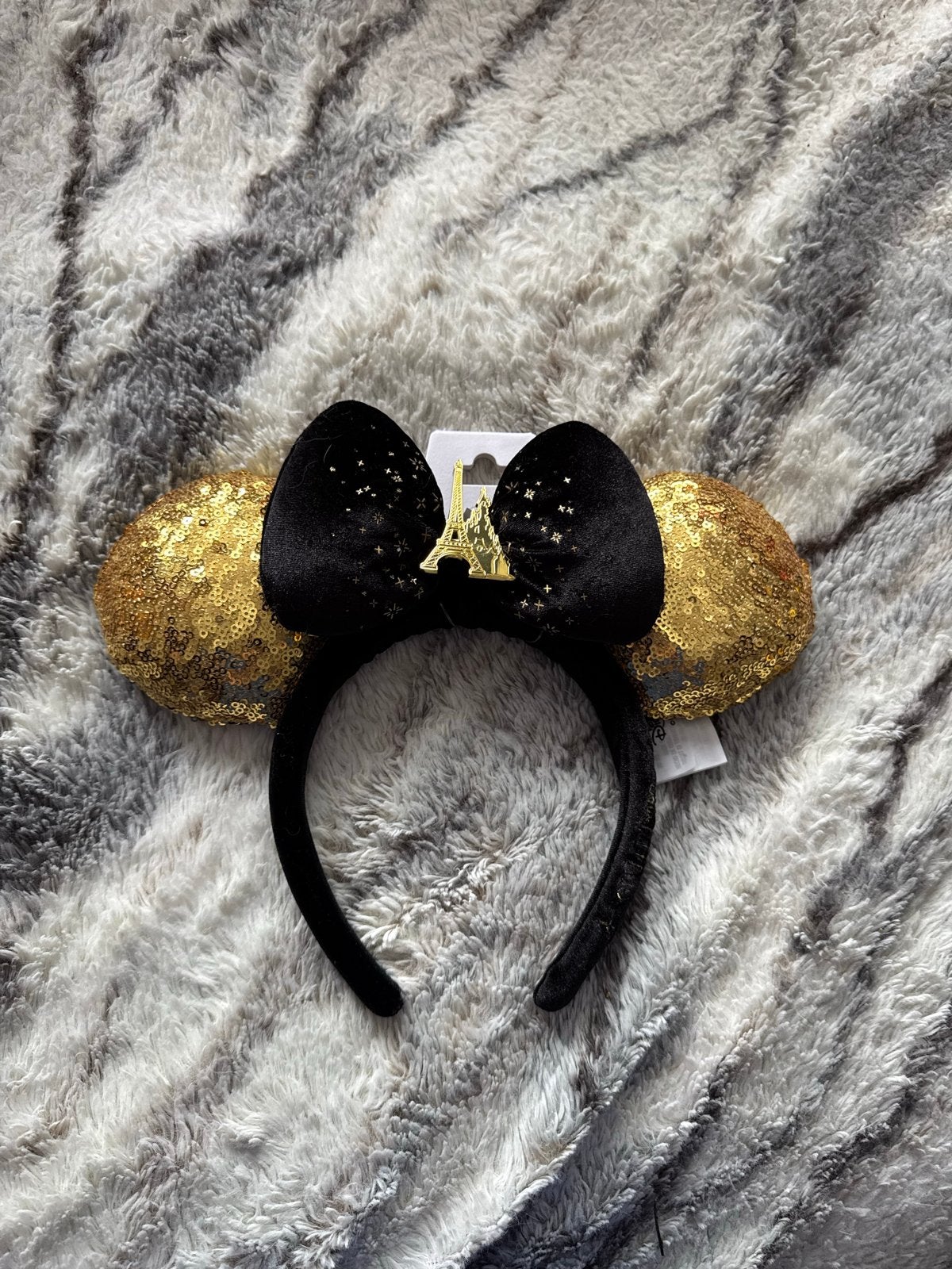Disney Minnie Mouse Oortjes Goud Zwart Sequin Hoofdband, Ophalen of Verzenden, Nieuw