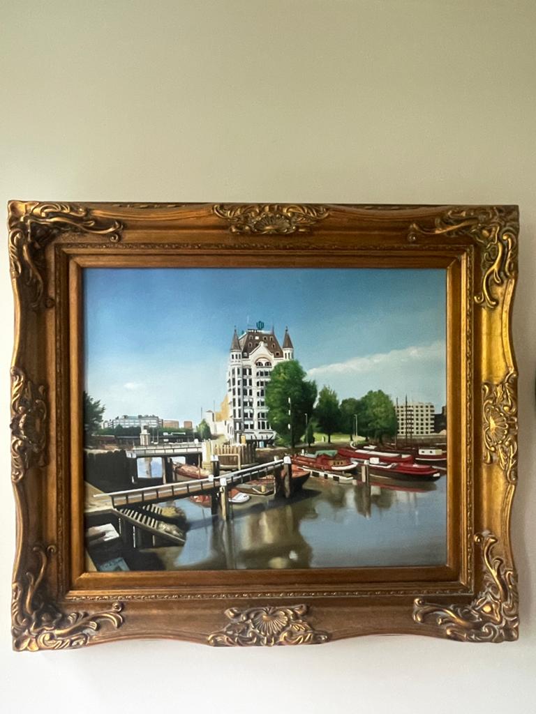 Frank van der Burg - Witte Huis Rotterdam - schilderij, Antiek en Kunst, Ophalen