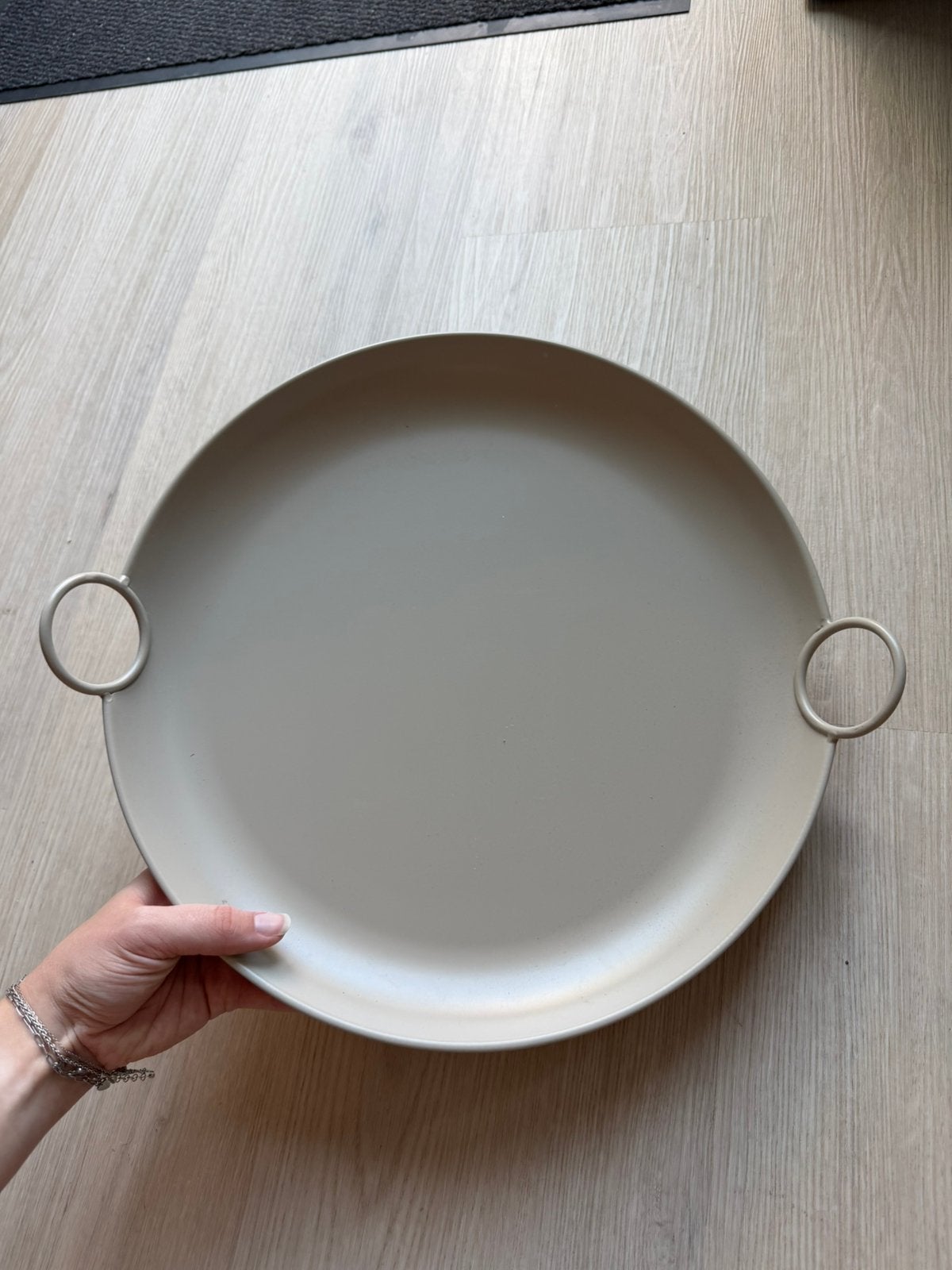 Dienblad beige, Rond, Ophalen of Verzenden, Zo goed als nieuw, Dienblad