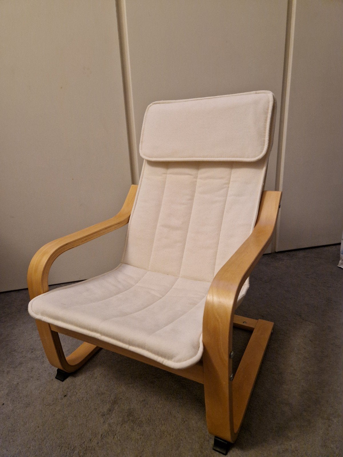 IKEA POÄNG kinderfauteuil (beuken / beige) - Wasbare hoes!, Ophalen, Hout, Gebruikt, Modern, Scandinavisch