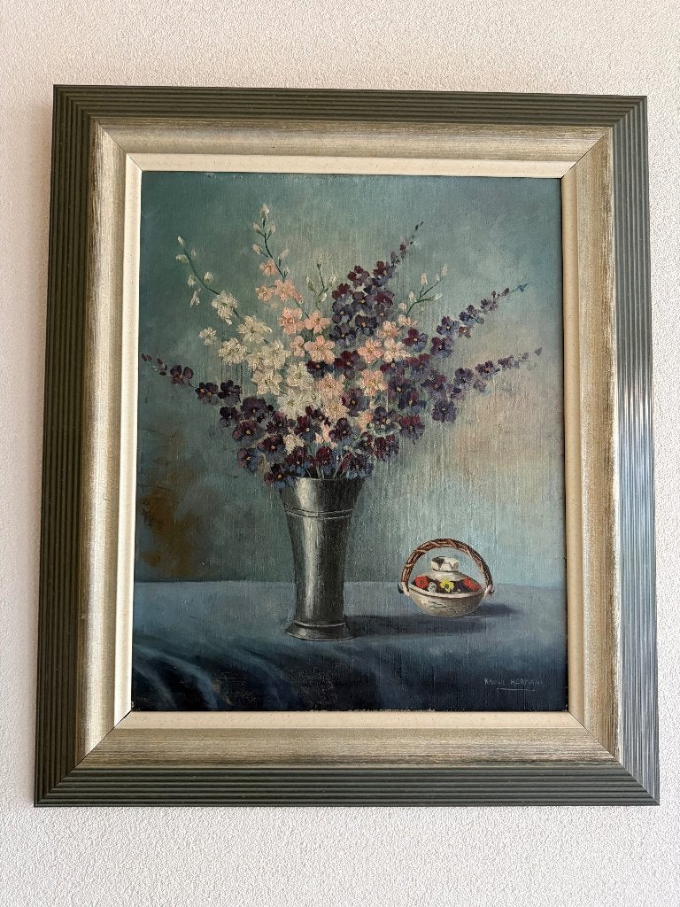 Schilderij met bloemen, Doek, Oud hollands, Olieverf, Ingelijst