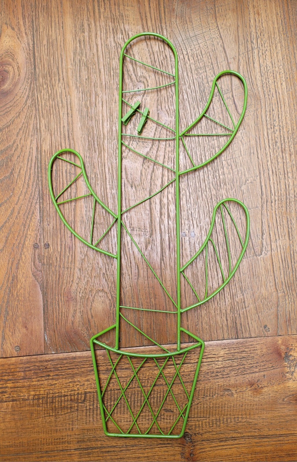 Decoratieve metalen cactus voor foto's of notities, Ophalen, Groen, Zo goed als nieuw, Metaal