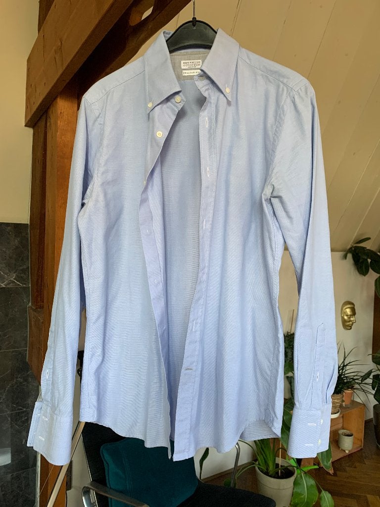 Overhemd Brunello Cucinelli, maat S nieuw, Blauw, Halswijdte 38 (S) of kleiner, Nieuw, Brunello Cucinelli