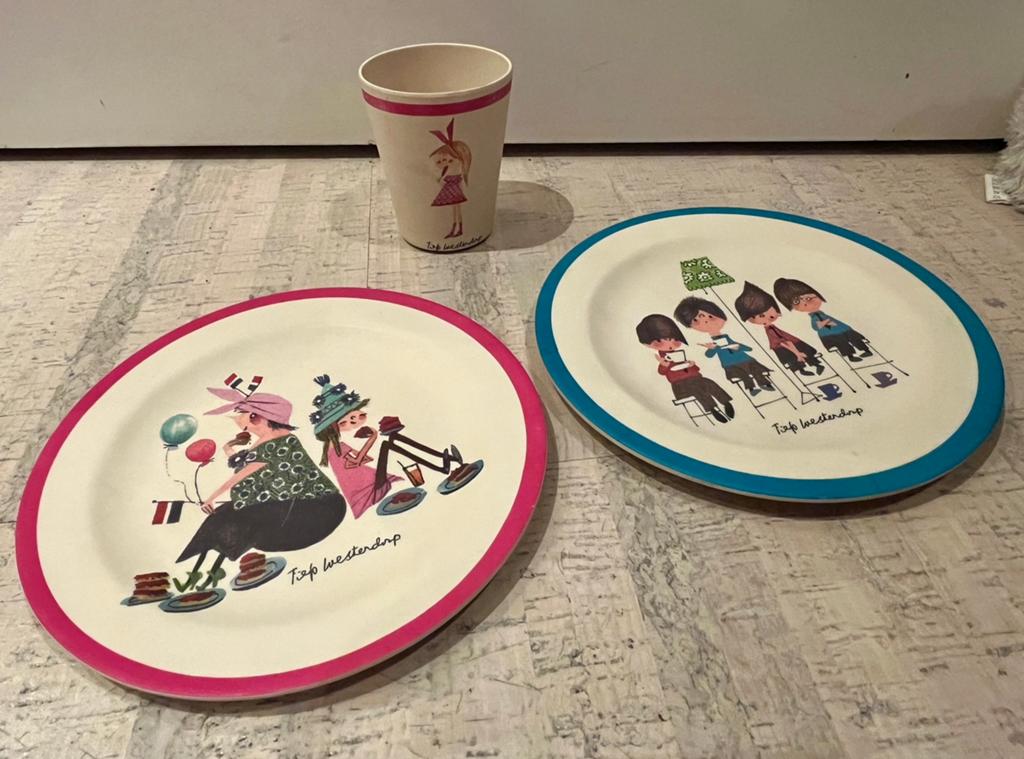 Bamboe kinderservies Pluk van de Petteflet Fiep Westendorp, Ophalen of Verzenden, Zo goed als nieuw