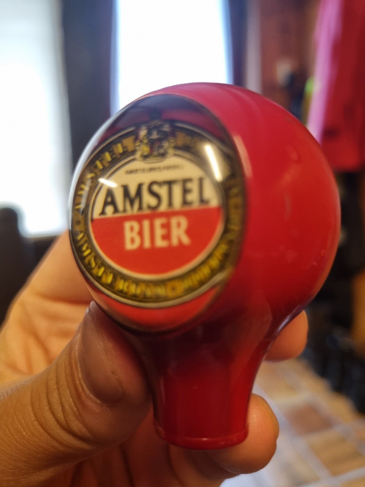 Gezocht Amstel Bier Tapknop - Rood met Logo, Ophalen, Gebruikt, Overige typen, Amstel
