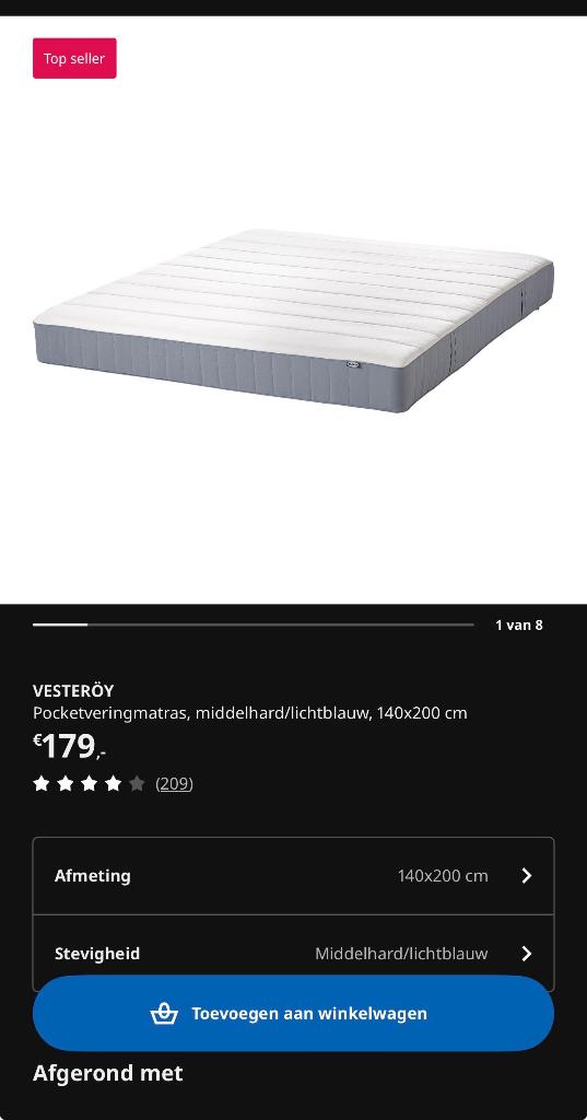 Ikea matras 140x200, Ophalen, Tweepersoons, 140 cm, Zo goed als nieuw