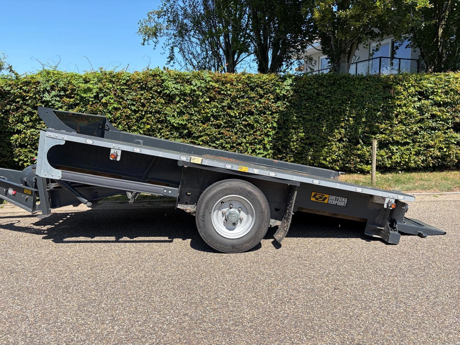 GHEYSEN & VERPOORT R1M PEB 6N AANHANGWAGEN DIEPLADER MET EEN, Auto's, Vrachtwagens, Overige brandstoffen, Bedrijf, Aanhangers en Opleggers