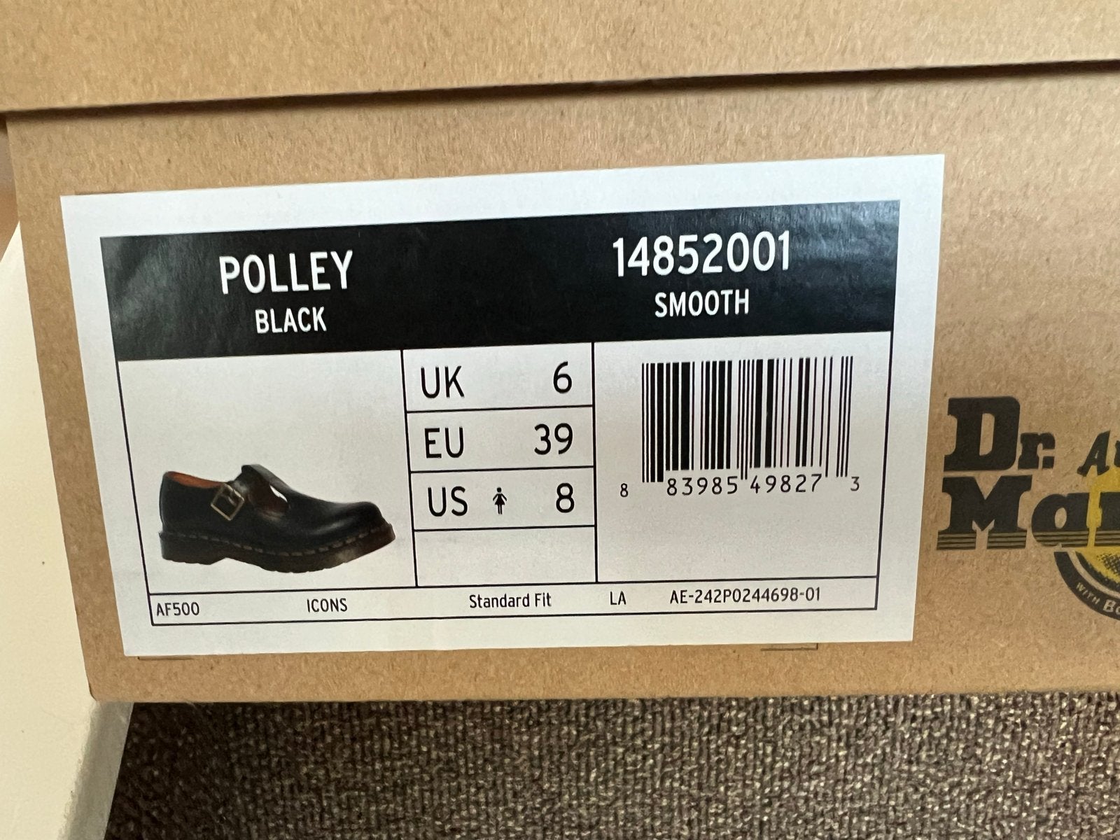 Nieuwe Dr. Martens Polley schoenen, zwart, maat 39, Ophalen, Nieuw, Zwart, Schoenen met lage hakken