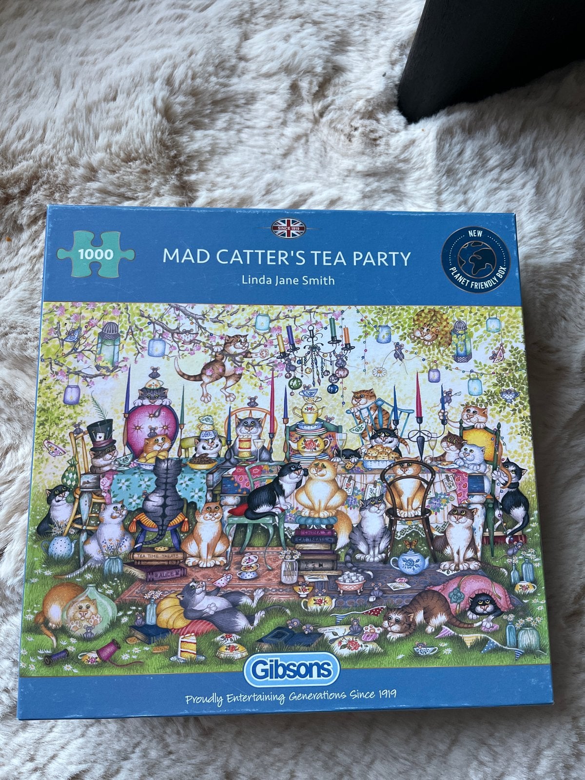 Gibsons Legpuzzel Mad Catter's Tea Party 1000 stukjes, Ophalen of Verzenden, 500 t/m 1500 stukjes, Zo goed als nieuw, Legpuzzel
