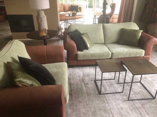Love seat en driezitsbank Collins & Hayes, Ophalen, Gebruikt, Leer, Engels, Klassiek.