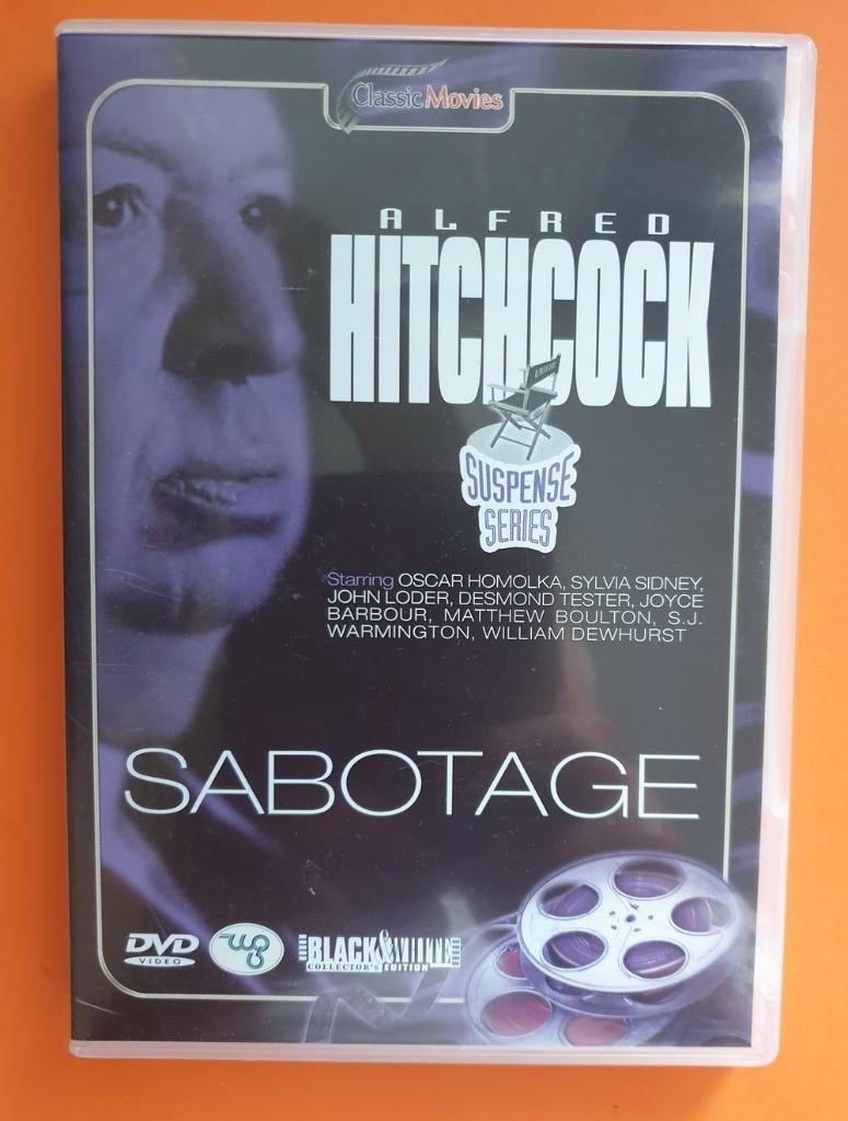 DVD Hitchcock 'Sabotage' met o.a. Oscar Homolka, Gebruikt, 1980 tot heden, Ophalen of Verzenden, Vanaf 6 jaar