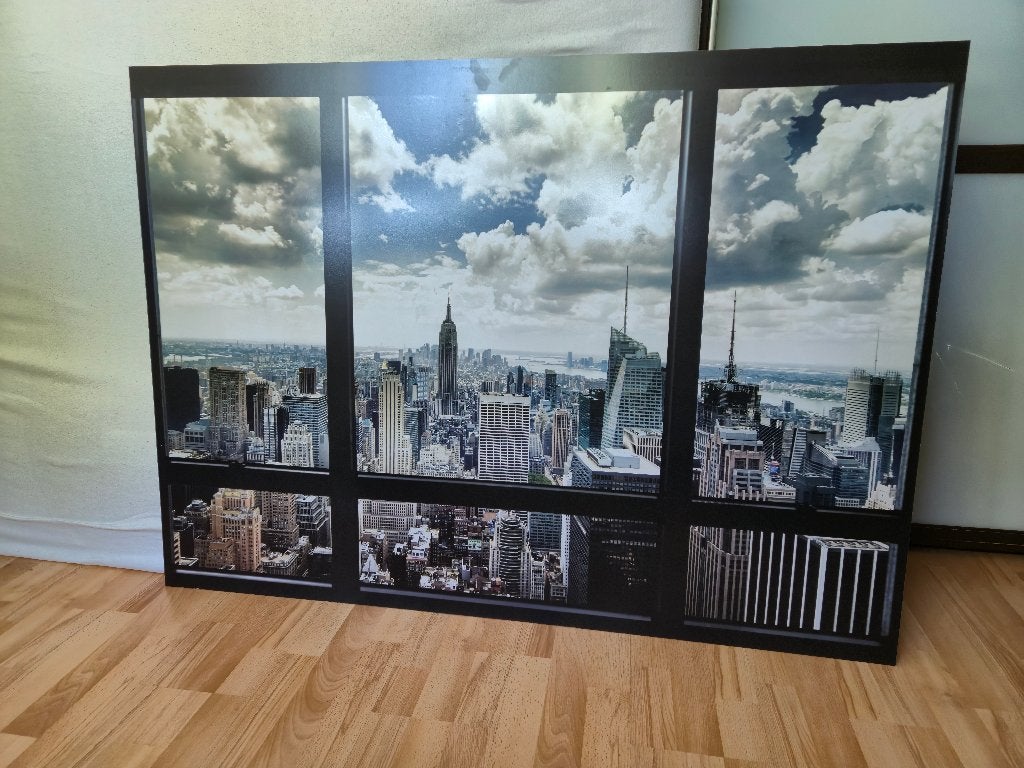 Wandbord skyline New York, Huis en Inrichting, Woonaccessoires | Wanddecoraties, Ophalen, 136 cm, Hout, Meerkleurig