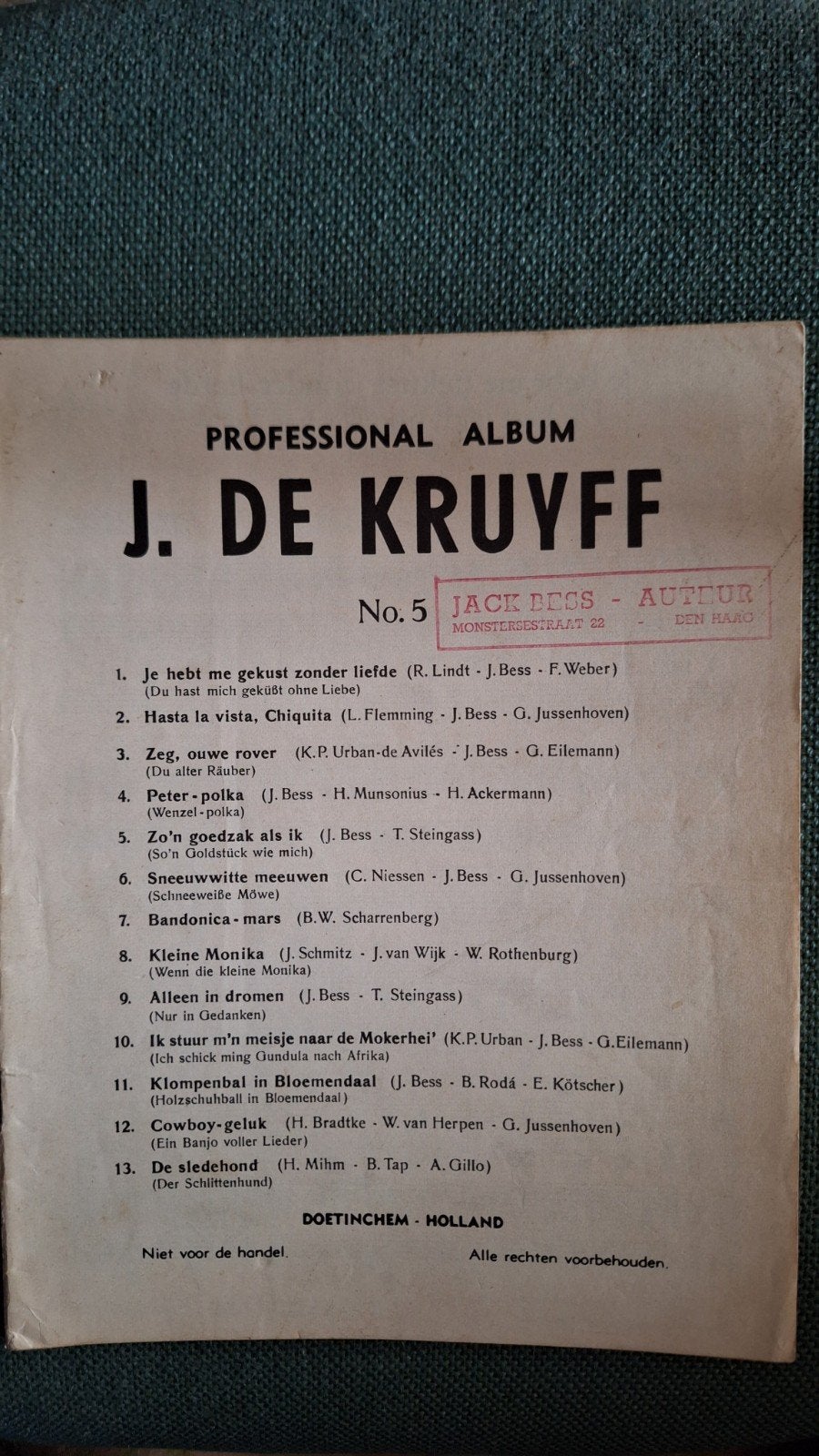 J. De Kruyff Professional Album No. 5, Piano, Overige genres, Overige soorten, Ophalen of Verzenden