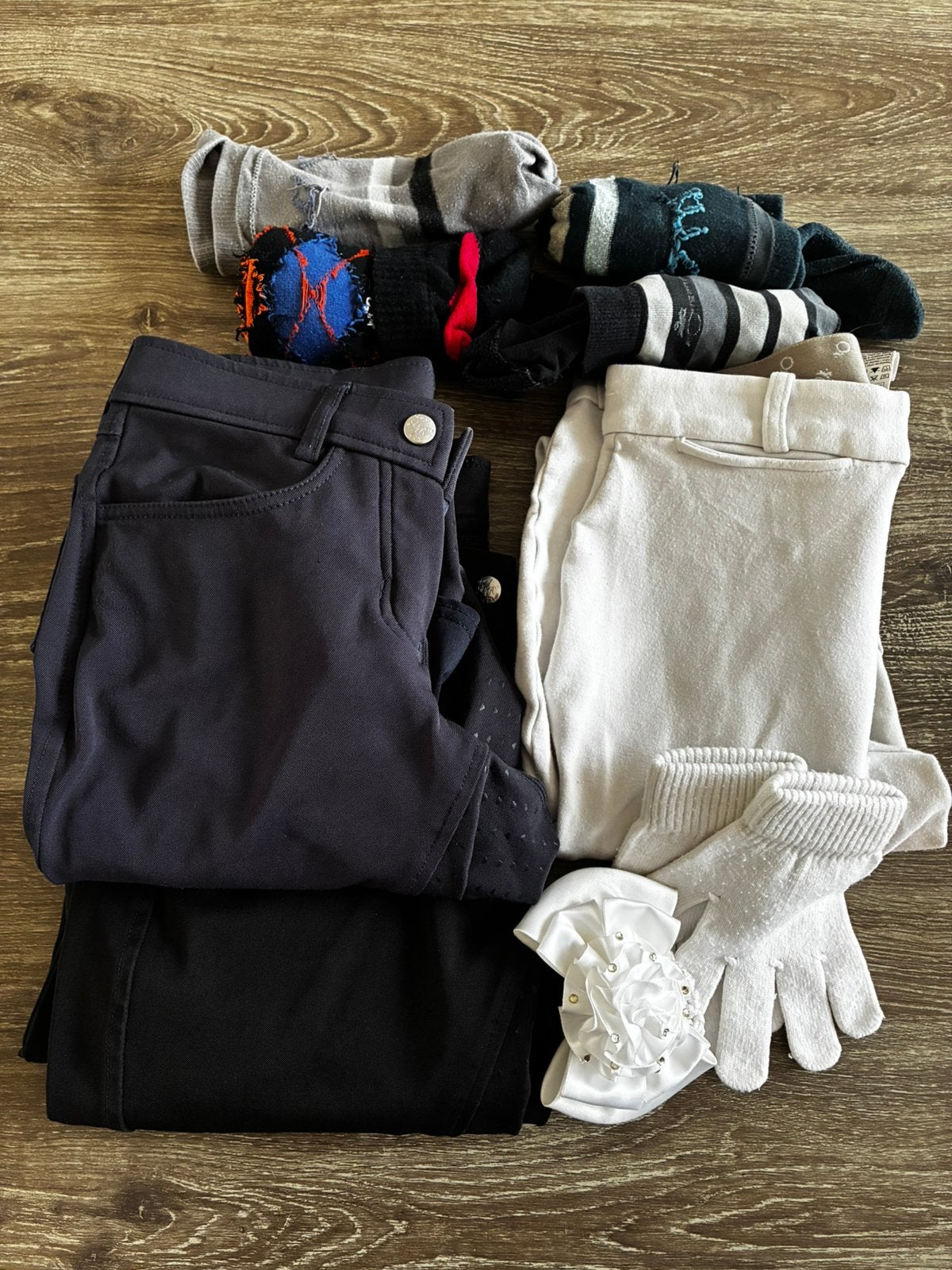 Rijbroeken blauw, zwart en wit, Dames, Gebruikt, Dressuur, Ophalen of Verzenden
