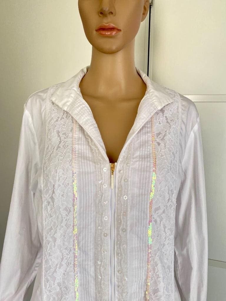 i414 Otto Kern maat 44=L blouse vest kant wit, Wit, Ophalen of Verzenden, Zo goed als nieuw, Maat 42/44 (L)