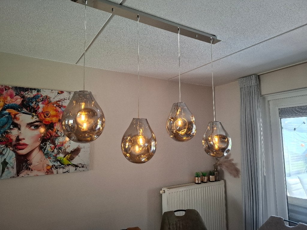 Mooie hanglamp, Ophalen, Gebruikt, Glas, E27 (groot)