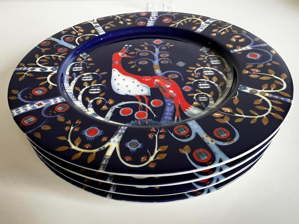 4 Iittala Taika Vos Blauw Ontbijtbord K. Haapaniemi Ø22 NWST, Ophalen of Verzenden, Zo goed als nieuw, Bord(en), Overige stijlen