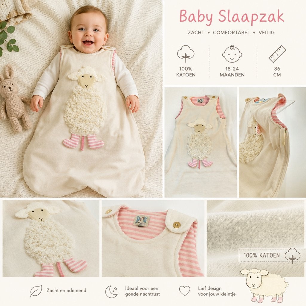 Babyslaapzak Schaap – Zachte & Ademend – 86cm - Nieuw, Ophalen of Verzenden, Nieuw, 70 tot 85 cm, Slaapzak