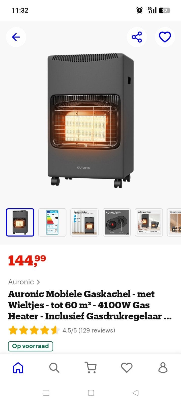 gas heater auronic au3218 4.1 kw, Ophalen, Gas, Nieuw, Vrijstaand