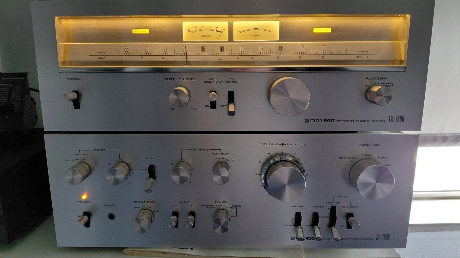 Pioneer SA-7500 + TX-7500 (LEZEN), Gebruikt, Ophalen of Verzenden, 60 tot 120 watt, Pioneer