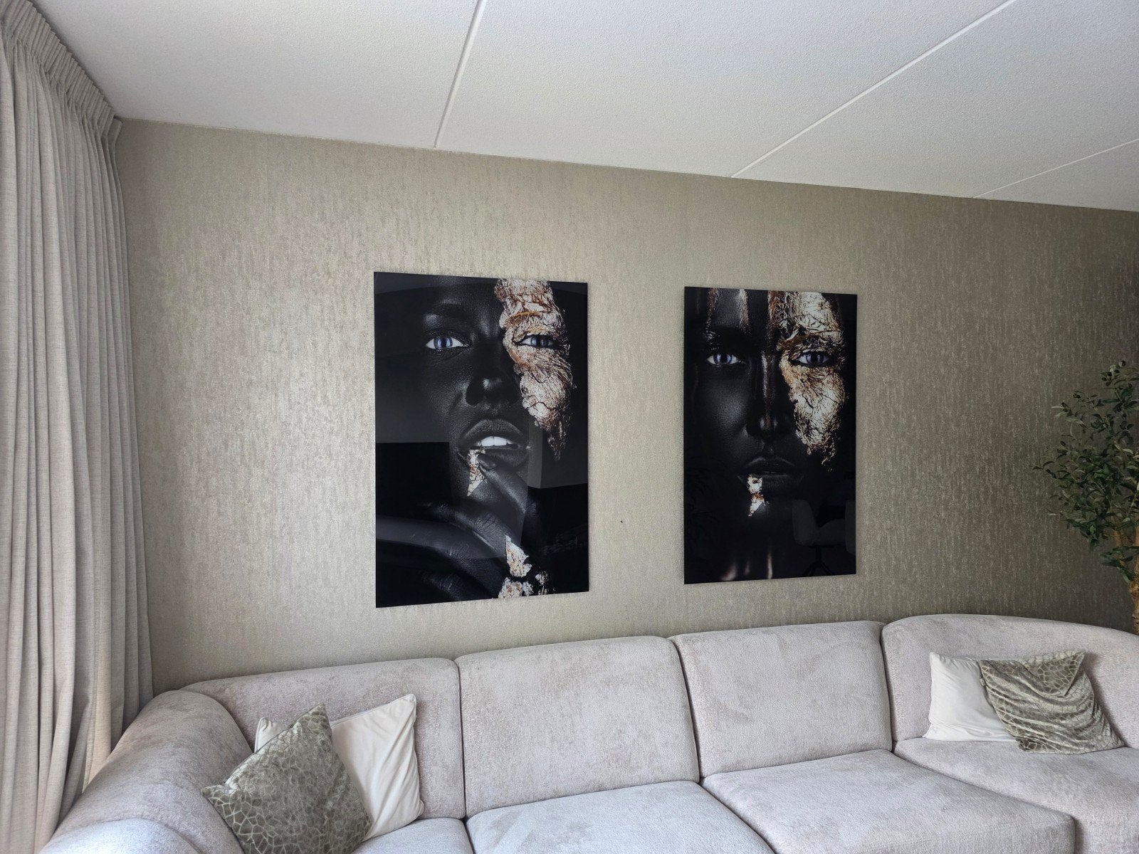 Hotel Chique: 2x foto in plexiglas zwart met goud, Ophalen, Kunststof, Print, Met textuur