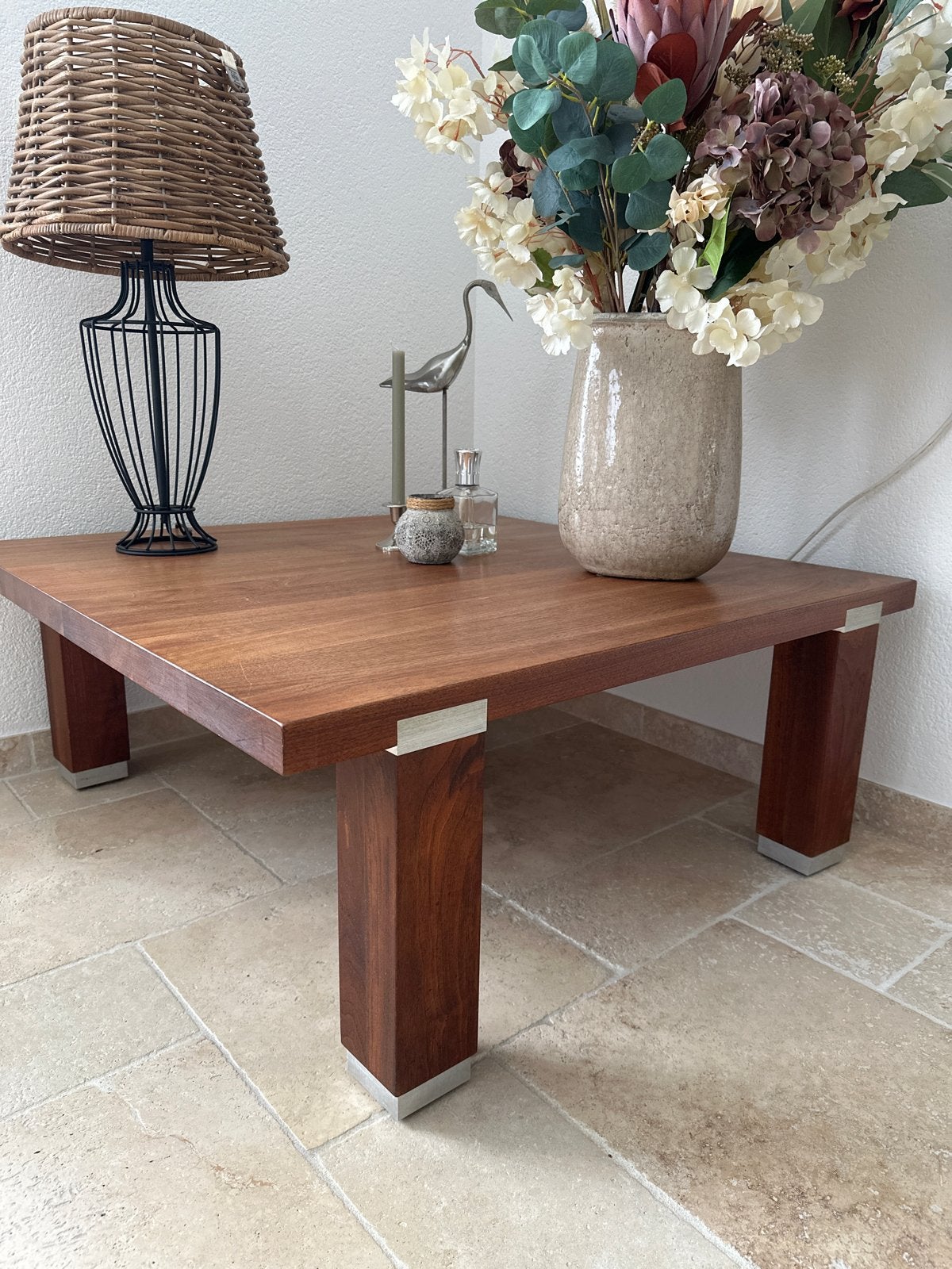 Noten houten salontafel van Hans Daalder (100x100x41cm), Ophalen, Gebruikt, 100 tot 150 cm, Vierkant