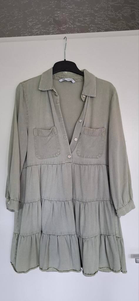 Zara jurk blousejurk groen maat M 36 38 igs, Zara, Ophalen of Verzenden, Knielengte, Maat 36 (S)