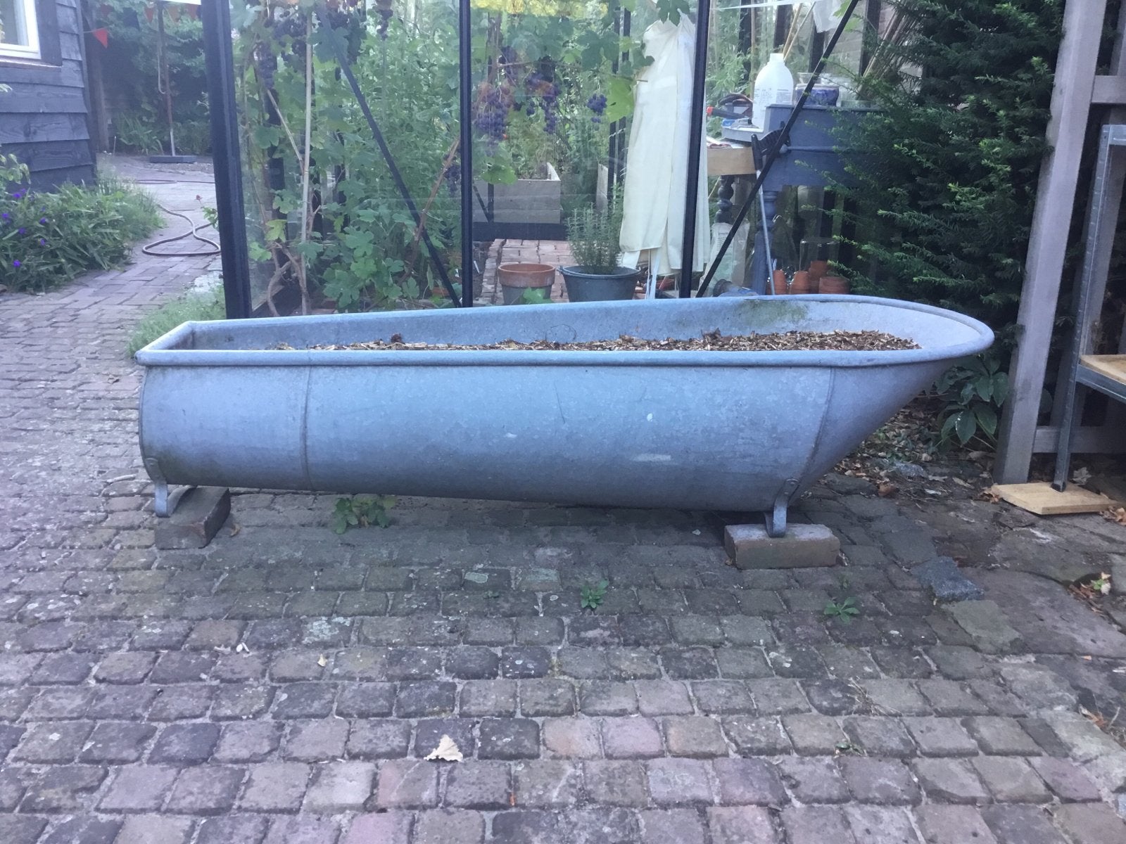 Oude zinken badkuip - perfect als plantenbak, Ophalen, Gebruikt, 100 cm of meer, Balkon