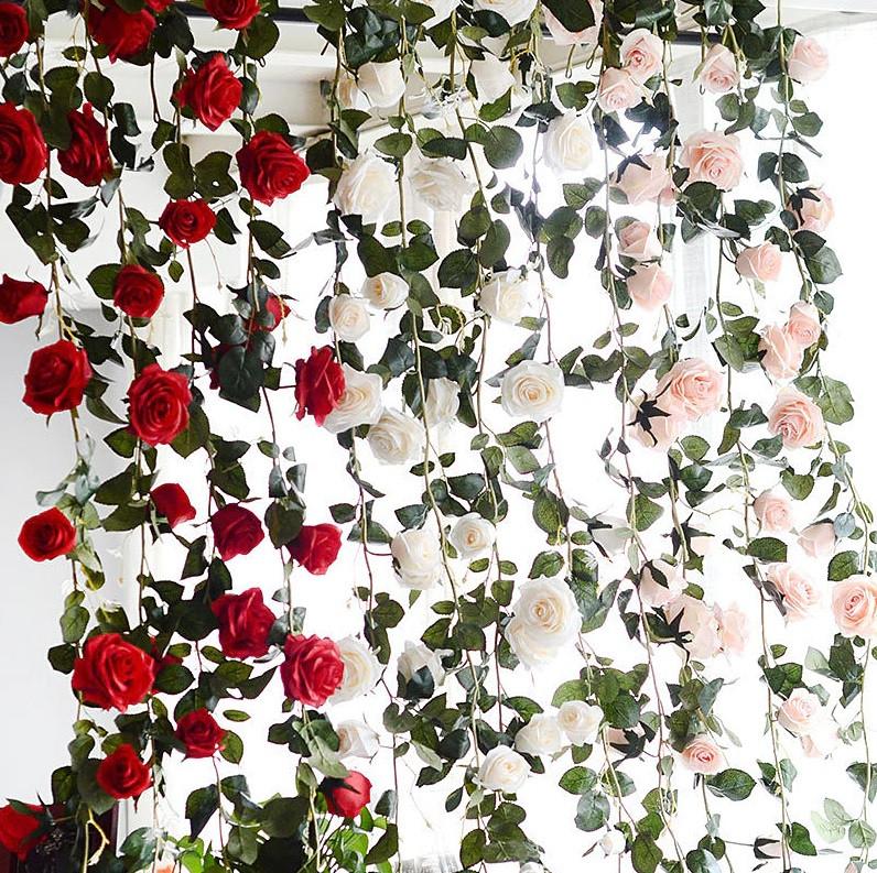 Kunst Rozen Hangplant / Nep Plant Kunstplant Namaak Bloemen, Verzenden, Nieuw