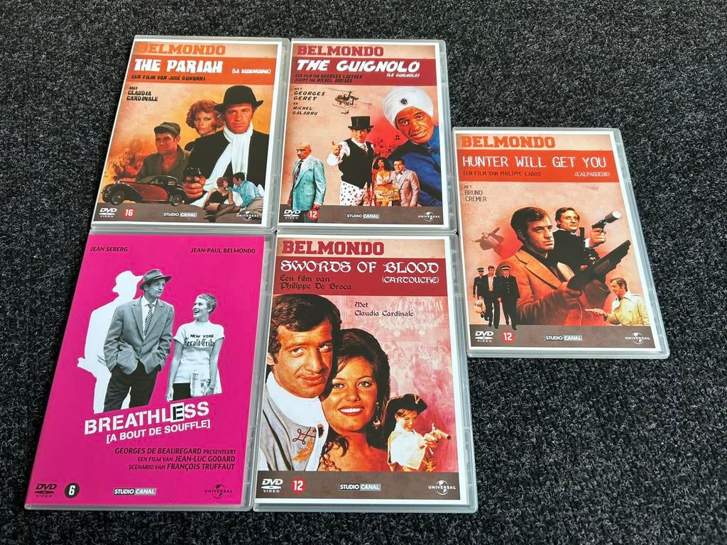 5 x jean paul belmondo film op dvd, Vanaf 16 jaar, Ophalen of Verzenden, Gebruikt, Actie en Avontuur