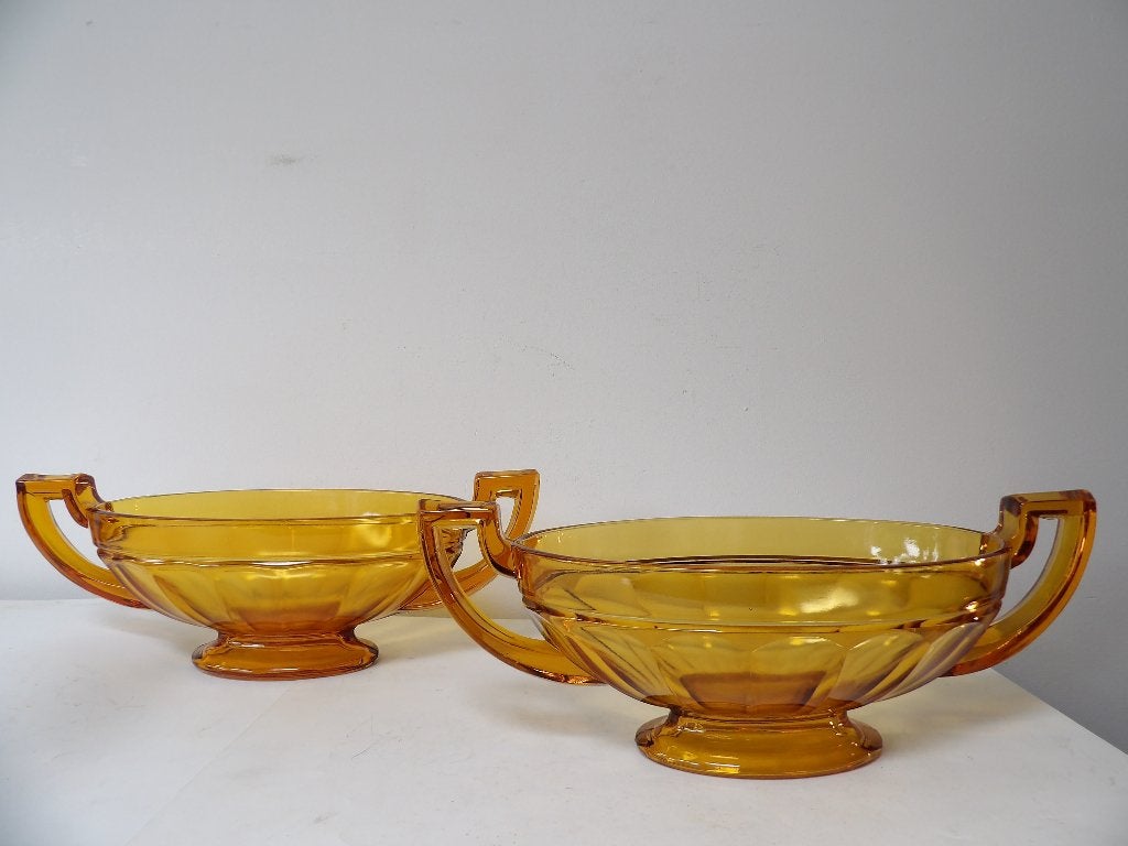 2 Art Deco Coupes/Schalen Val St Lambert Charles Graffart, Antiek en Kunst, Antiek | Glas en Kristal, Ophalen of Verzenden