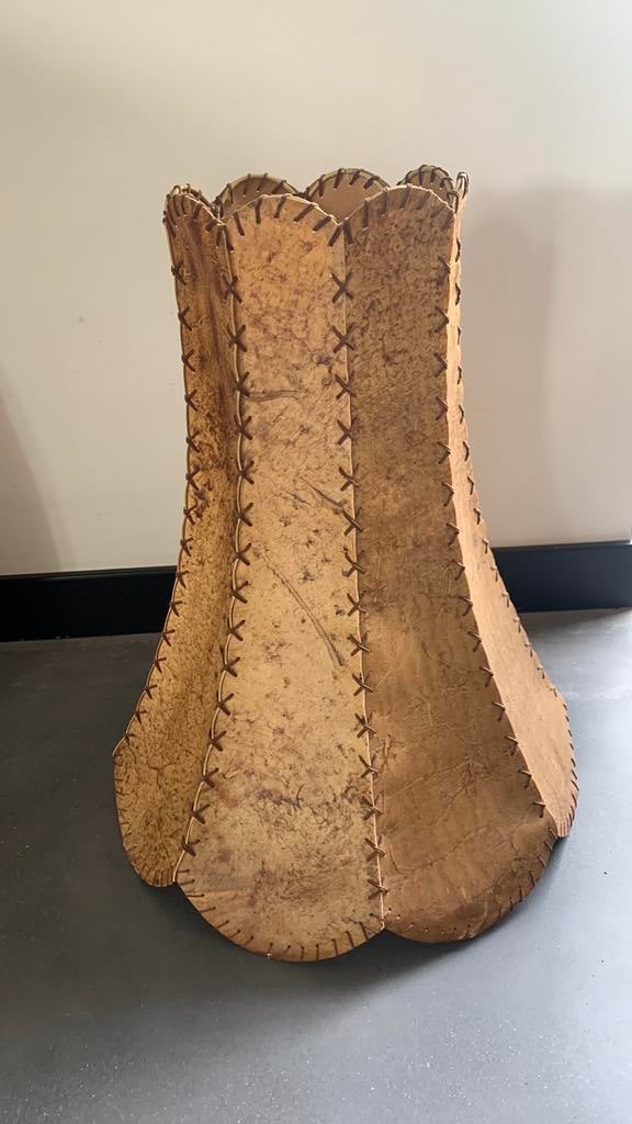 Vintage leren lampenkap, Ophalen, Zo goed als nieuw, Rond, 50 cm of meer