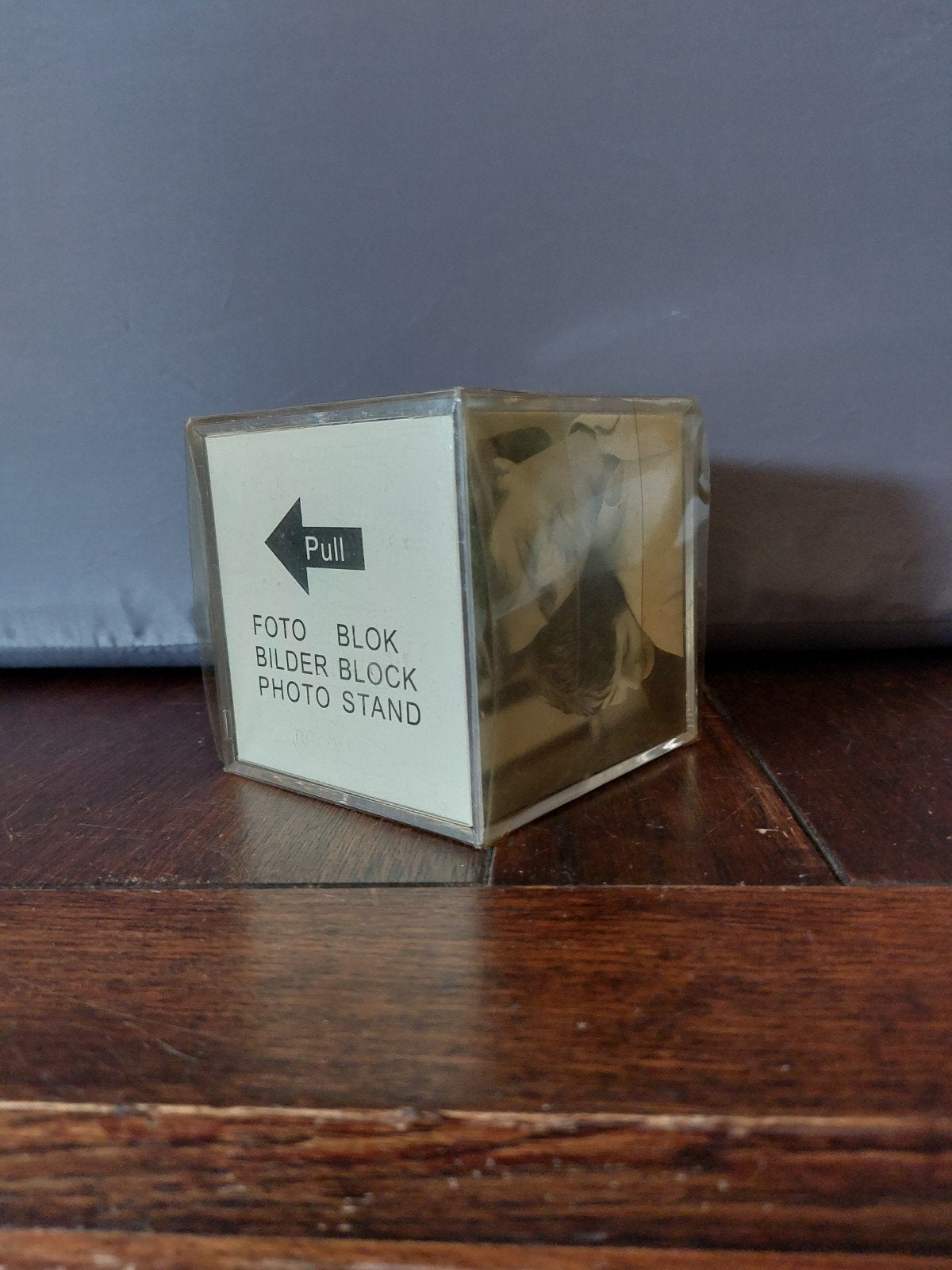 Vintage Foto Blok / Photo Stand - Acryl, Kunststof, Gebruikt, Ophalen of Verzenden, Fotolijst